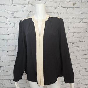 Derek Lam Black and Cream Silk Blouse